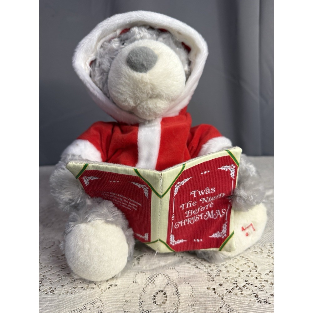 Animated Plush Bear Reads Twas the Night Before Christmas Book Cuddle Barn Works